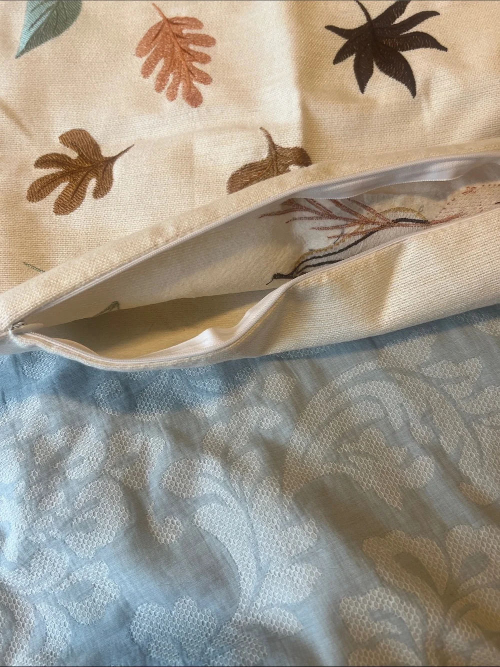 Autumn Harvest Pumpkin Embroidered Pillow Covers- Cream